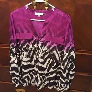 Calvin Klein purple, black, gray and white top.